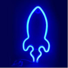 Διακοσμητικό από Neon LED ΠΥΡΑΥΛΟΣ με μπαταρία (3xAA) ή USB Μπλε IP20 13.5x2x27cm | Aca Lighting | X04876320